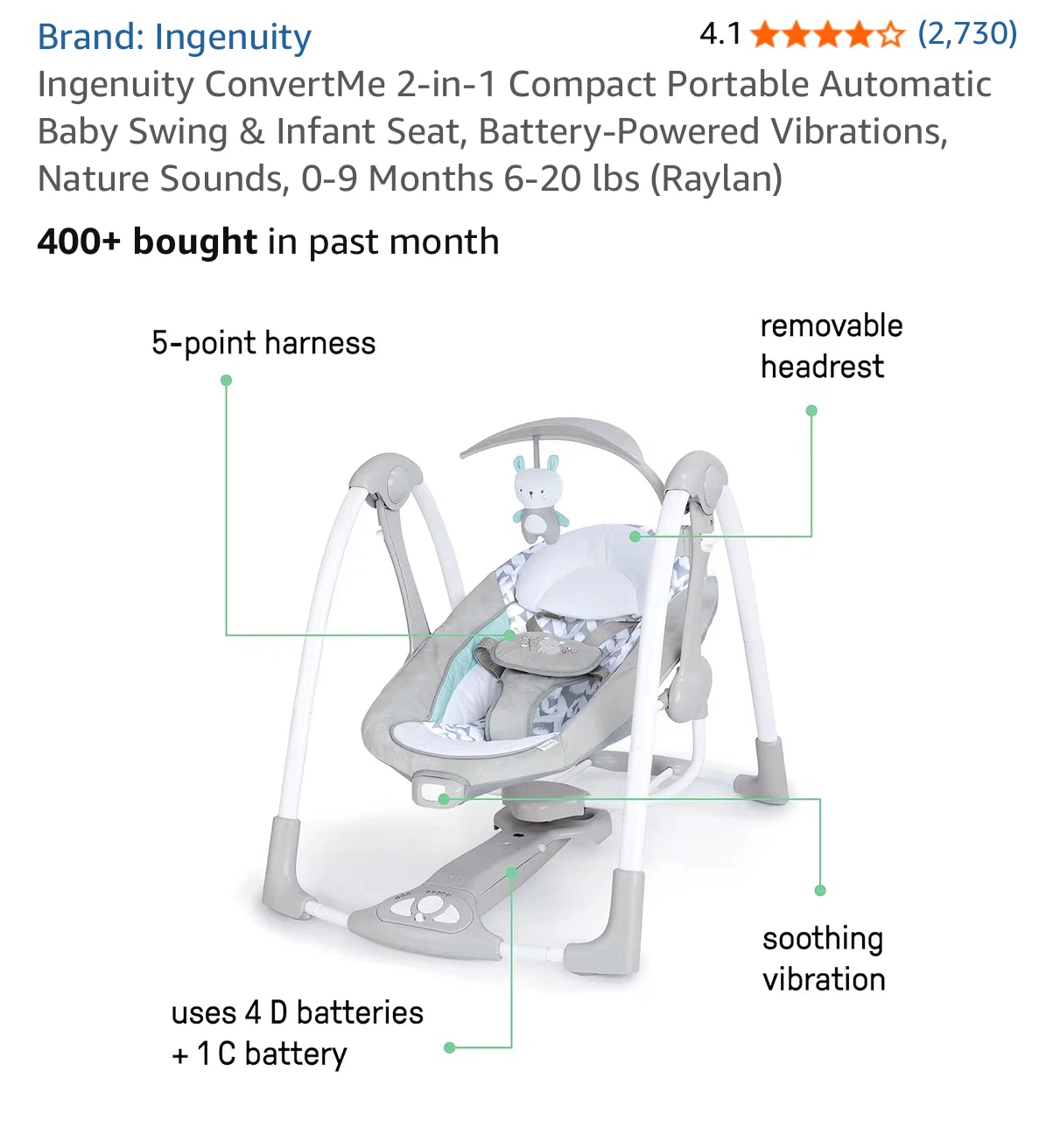 Ingenuity ConvertMe Baby Swing & Infant Seat - photo 5