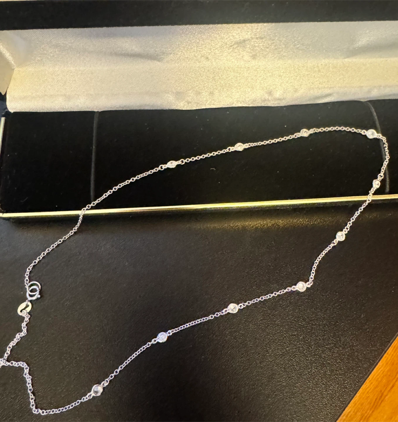 Silver Station Necklace with Clear Stones