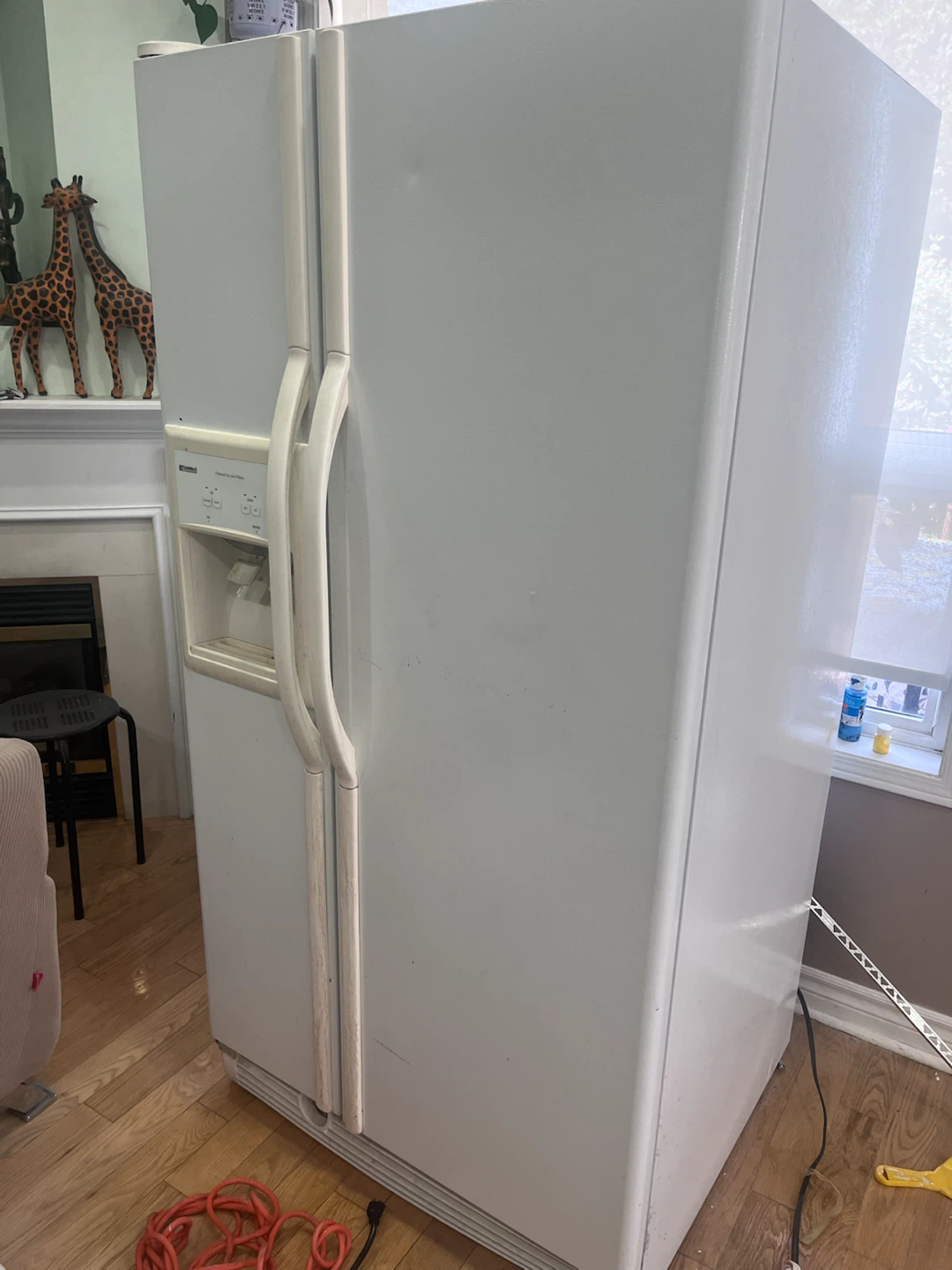 White Side-by-Side Refrigerator with Water Dispenser