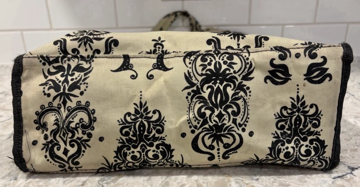 Women’s Cream and Black Damask Print Purse/Tote Bag - photo 4