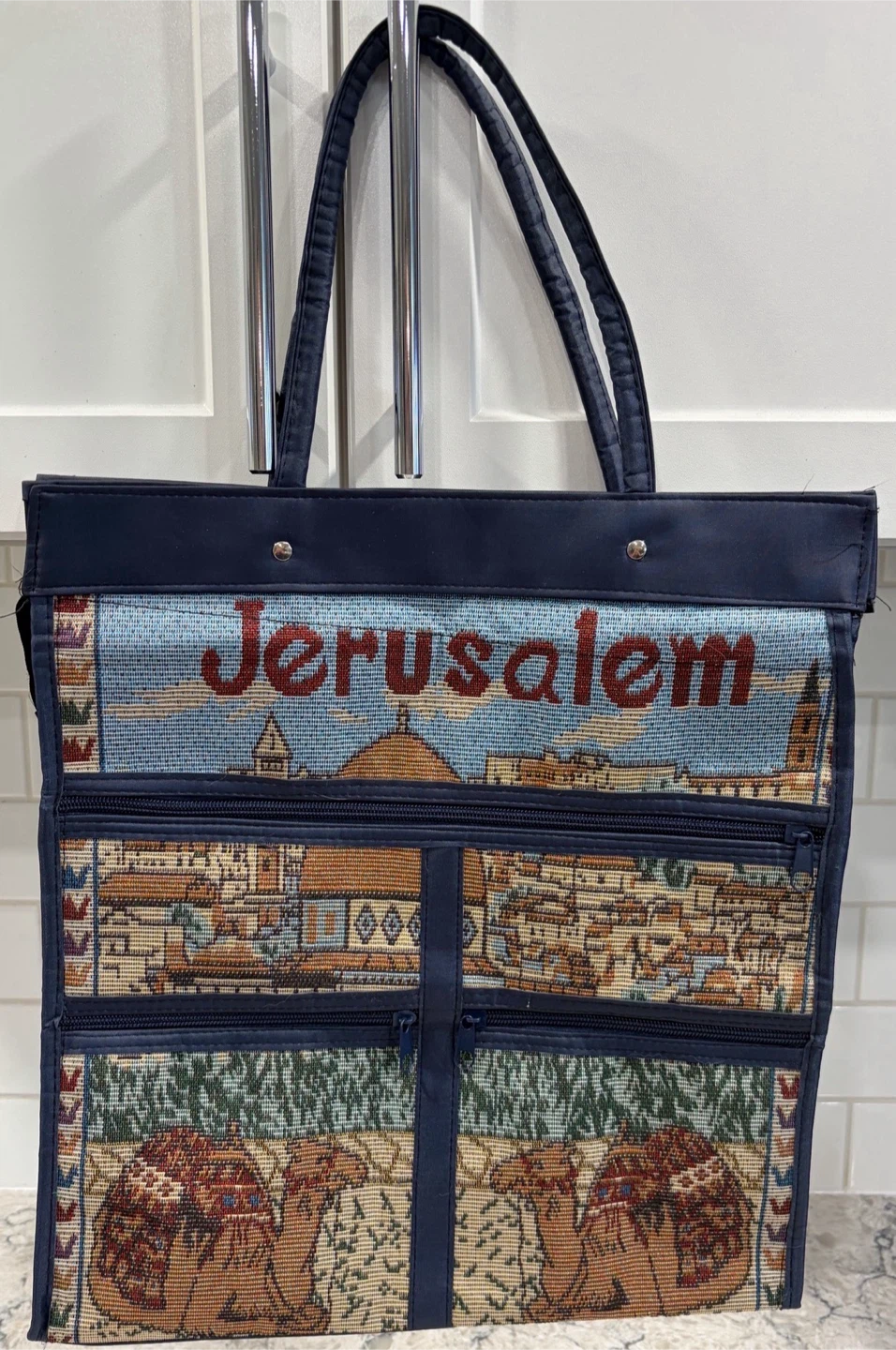Jerusalem Tapestry Expandable Zip Souvenir Travel Tote/Purse