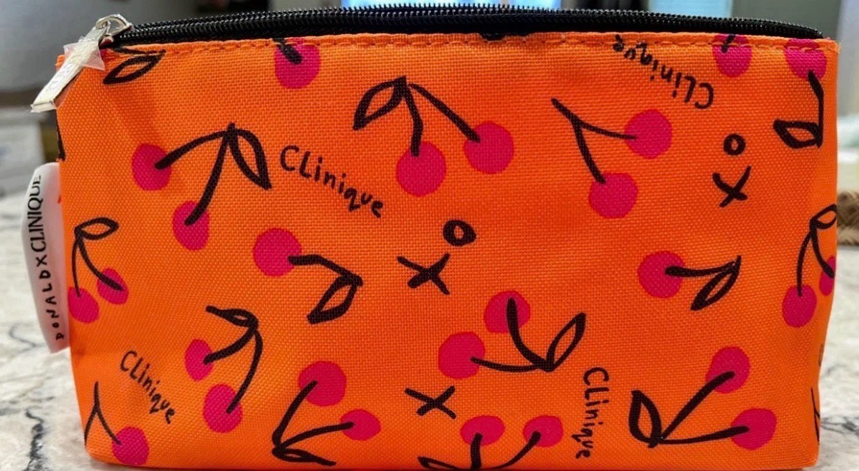 Clinique Orange Cherry Make Up/Cosmetic Bag