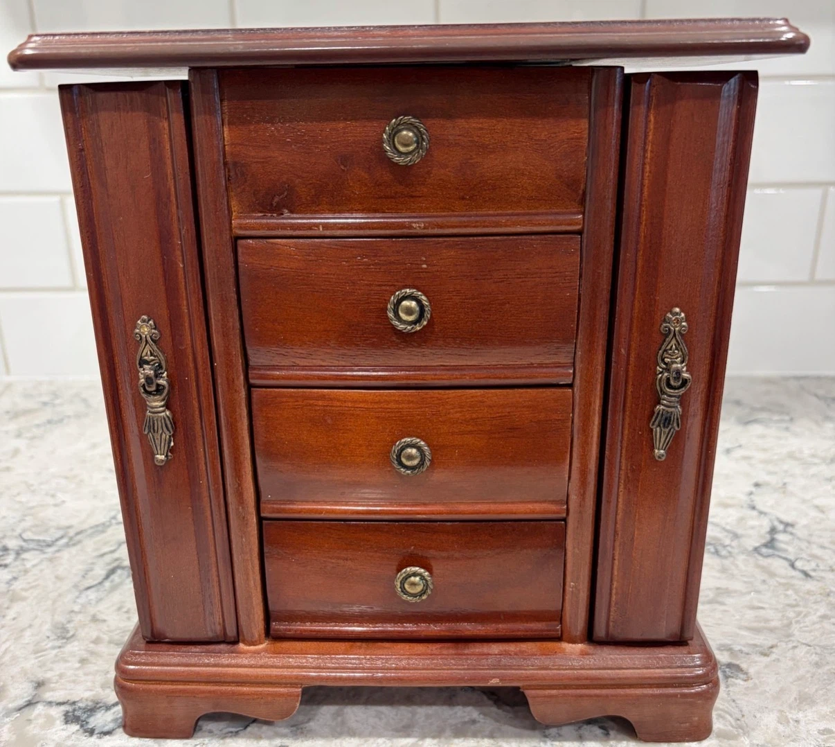 Gunther Mele Wood Jewelry Box w/ Mirror,Drawers,Necklace Storage
