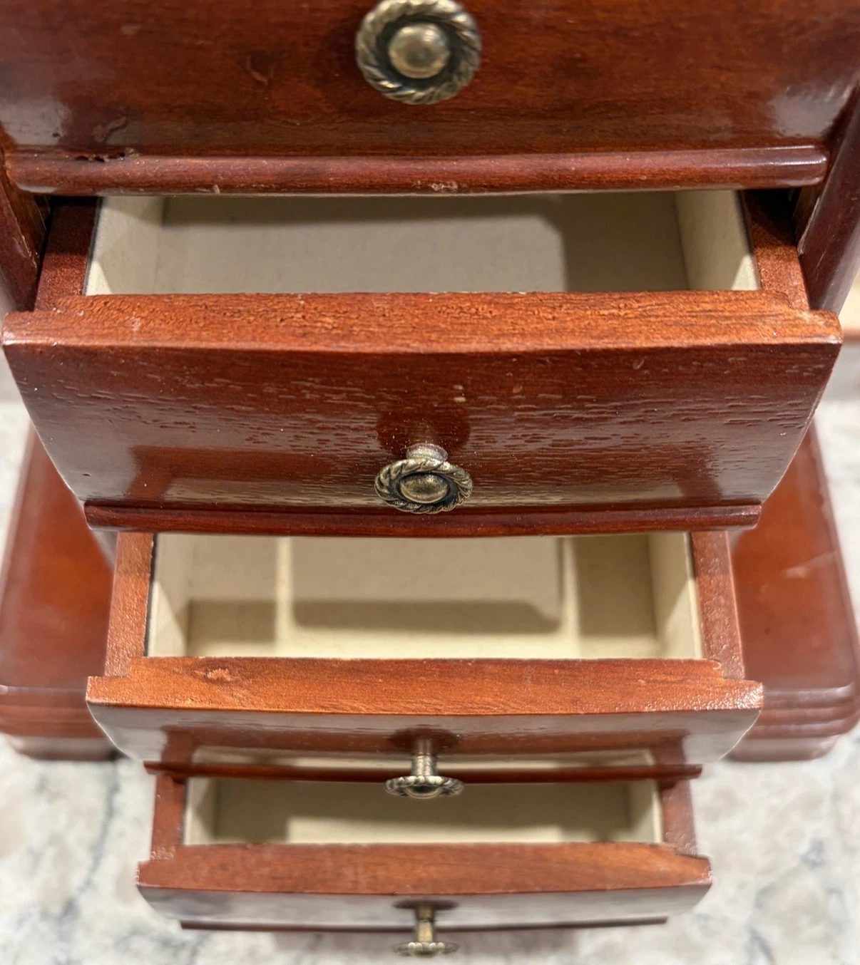 Gunther Mele Wood Jewelry Box w/ Mirror,Drawers,Necklace Storage - photo 3
