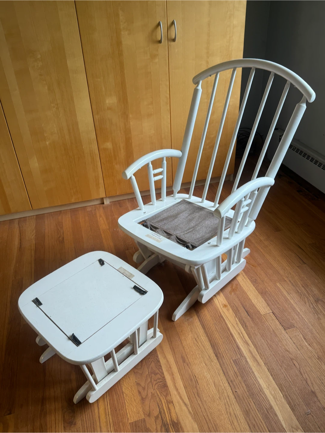 White Glider Rocker with Ottoman