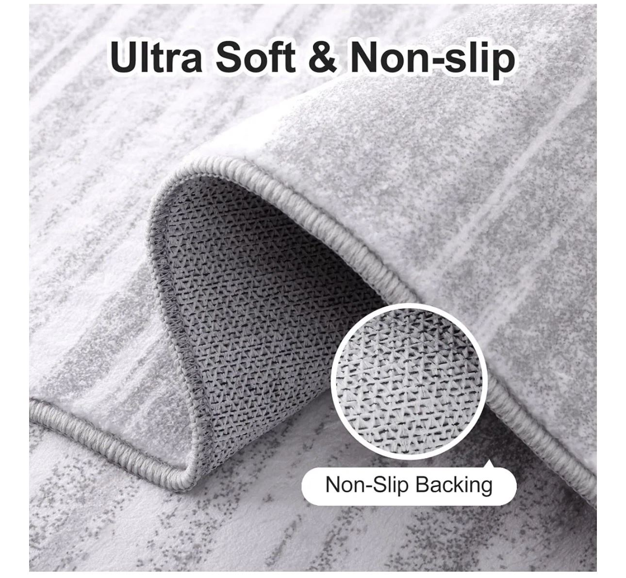 Washable Area Rug - Gray 5x7 Modern Carpet