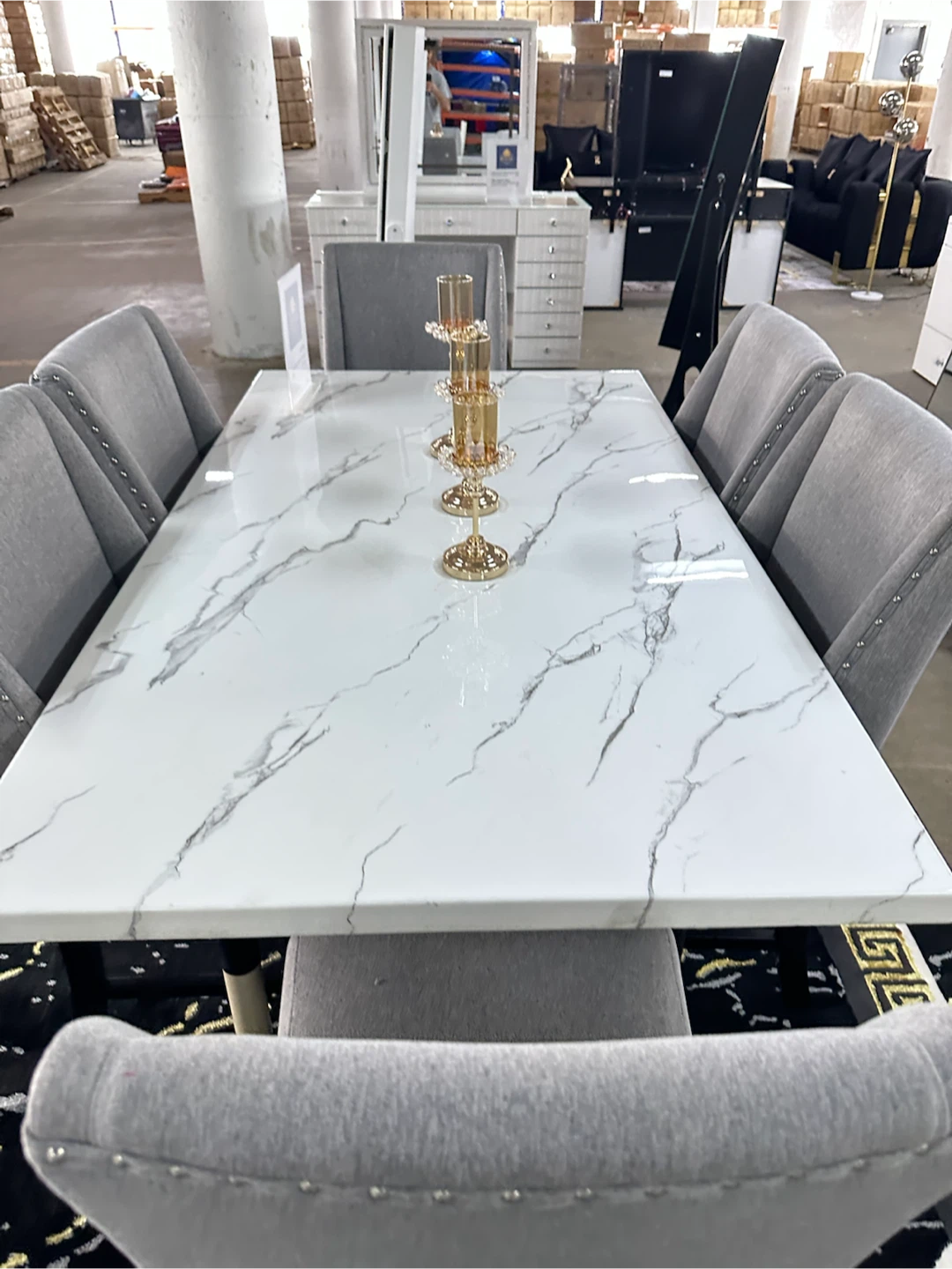 Marble Dining Table Set with 6 Chairs