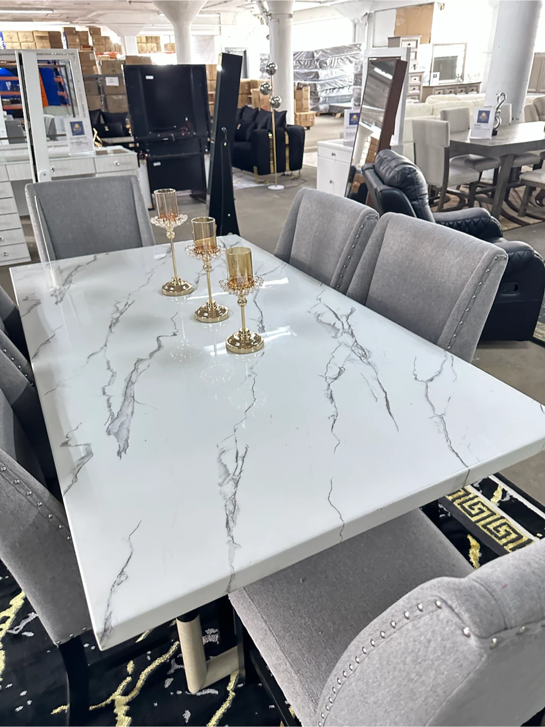 Marble Dining Table Set with 6 Chairs - photo 2