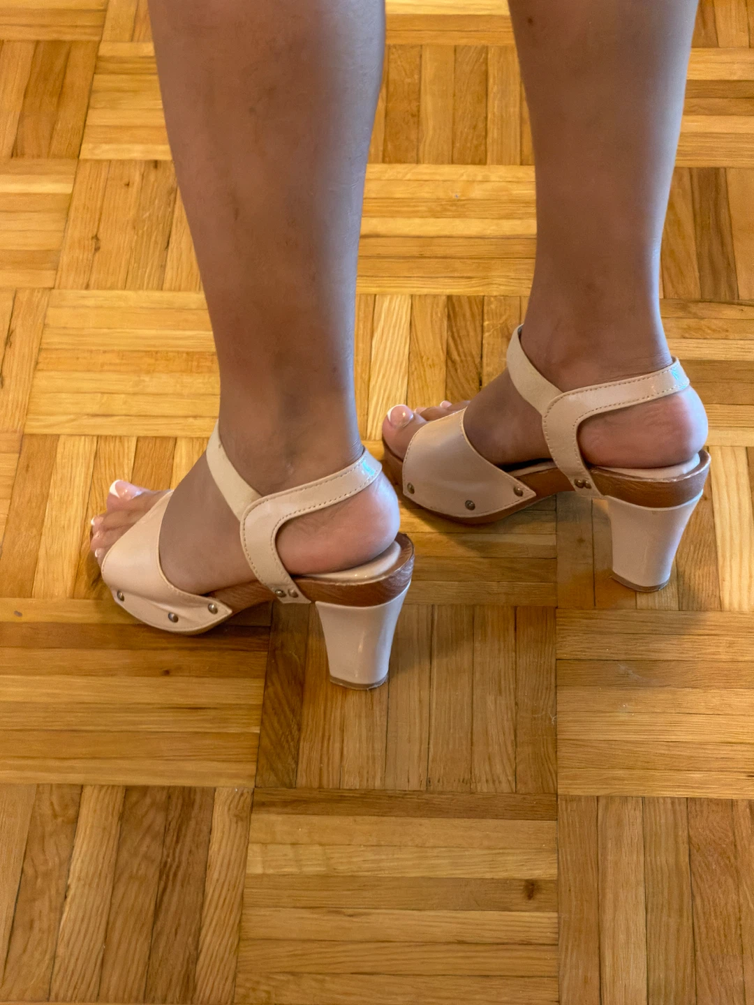 Beige Platform Heel Sandals