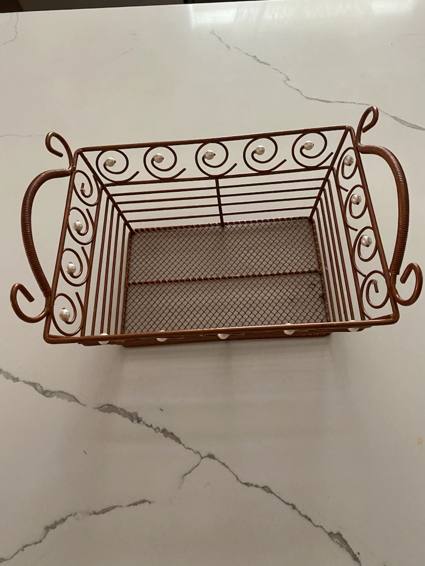 Copper Wire Fruit Basket with Handles