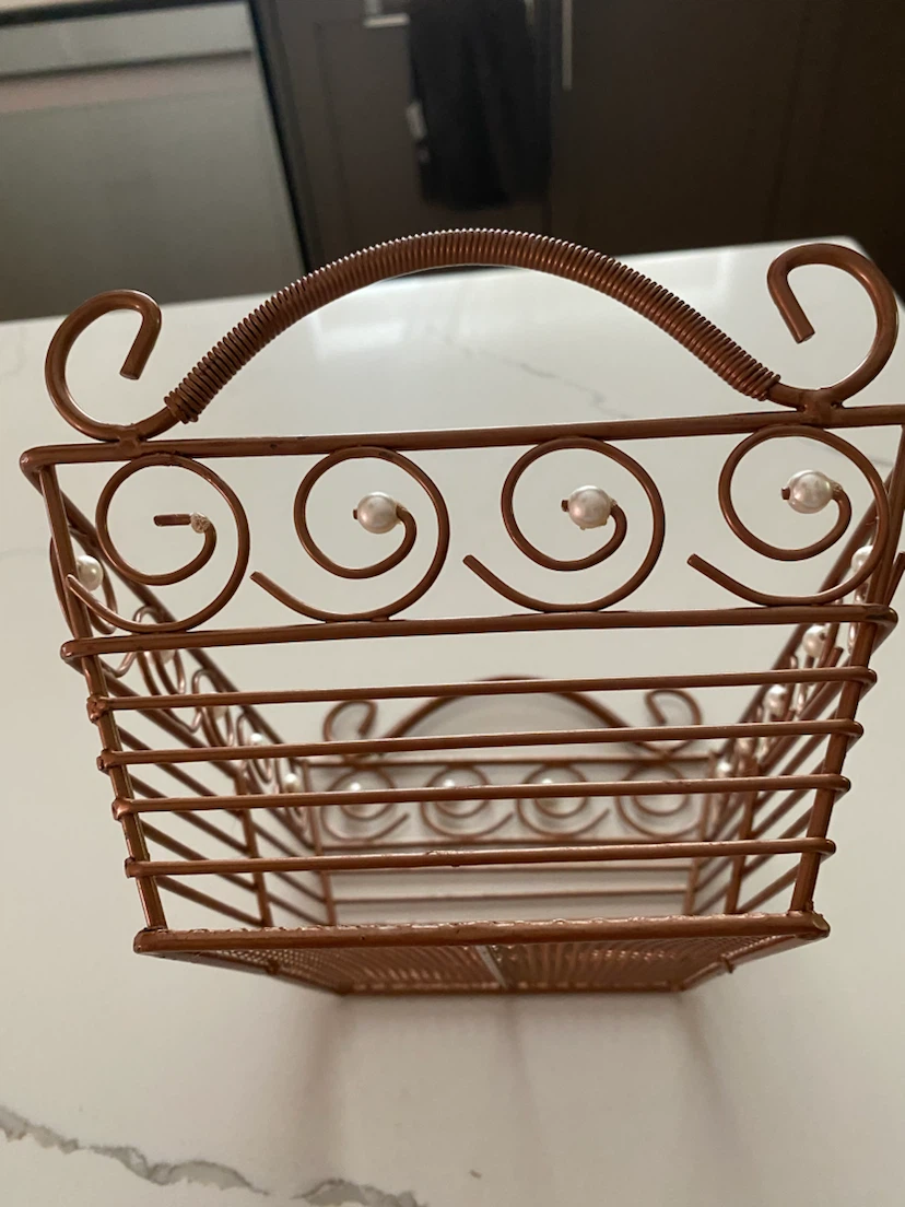 Copper Wire Fruit Basket with Handles - photo 2