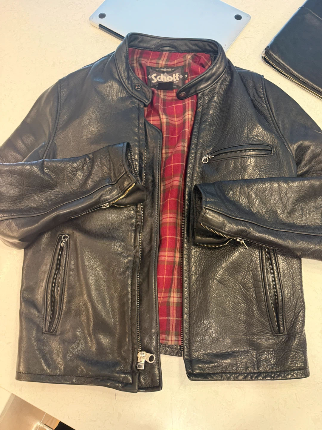Schott NYC Black Leather Motorcycle Jacket