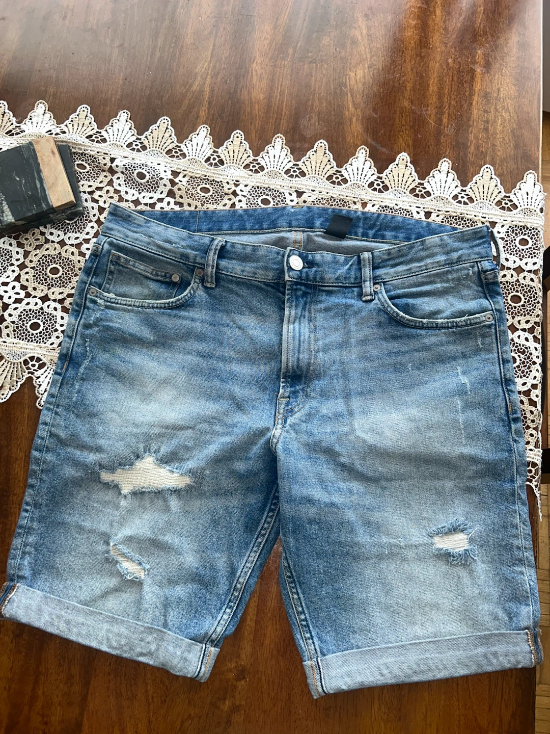 Denim Slim Fit Shorts - photo 2