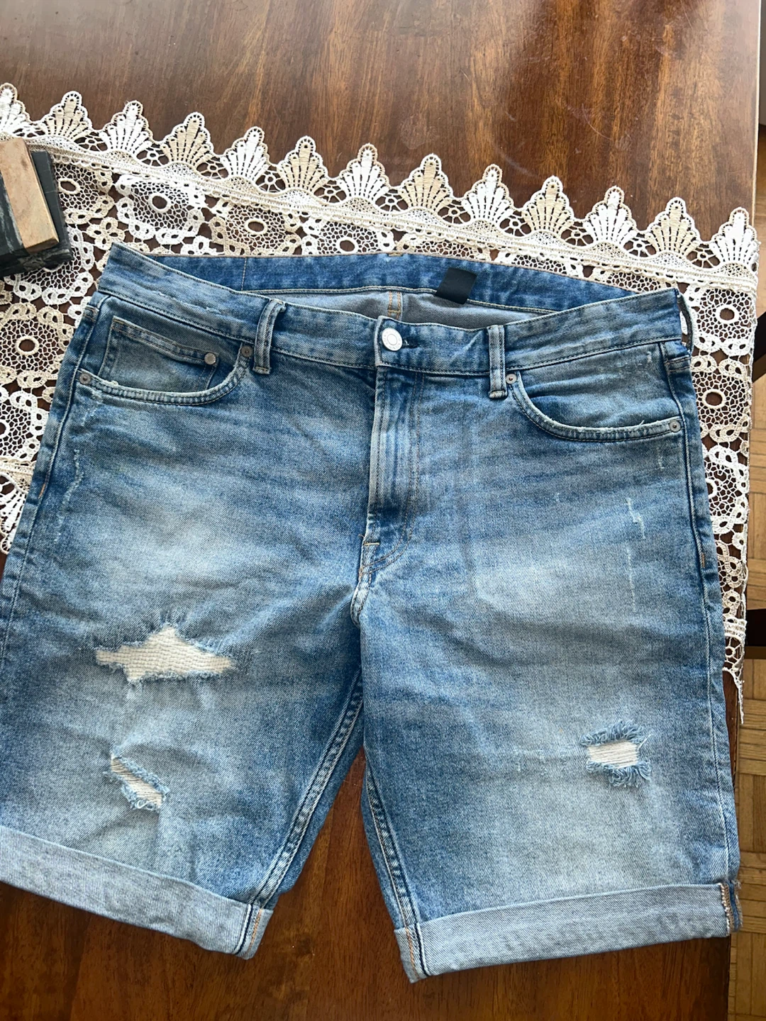Denim Slim Fit Shorts - photo 3