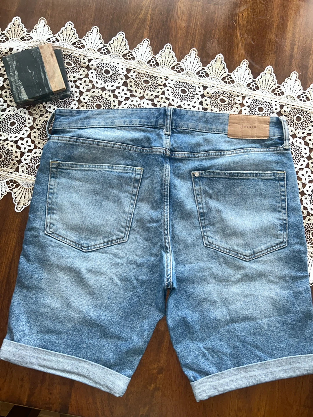 Denim Slim Fit Shorts - photo 5