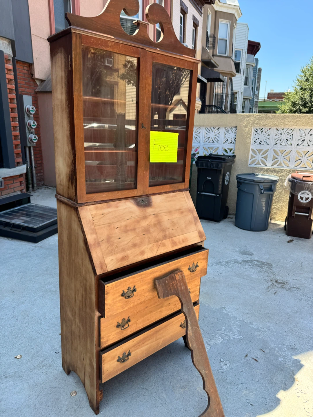 Vintage Wooden Secretary Desk with Hutch - photo 2