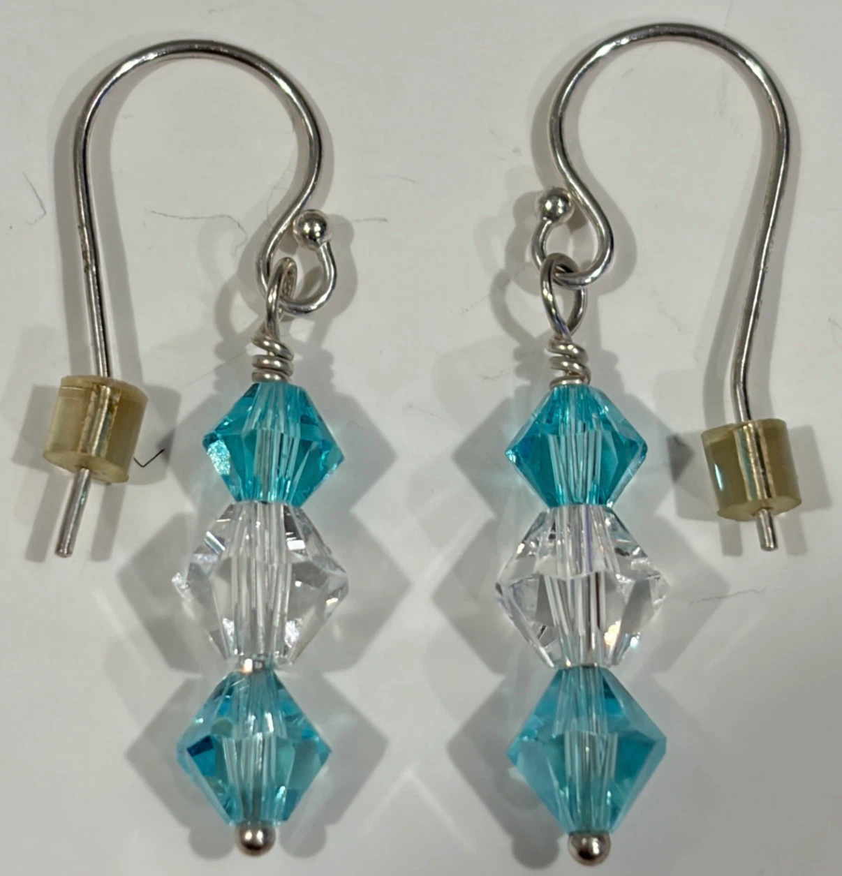 925 (Stamped)Sterling Silver Crystal Like Aquamarine Earrings