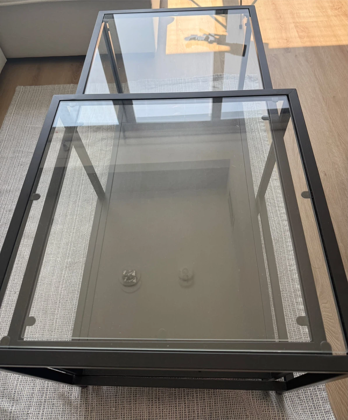 Glass and Metal Coffee Table Set - photo 3