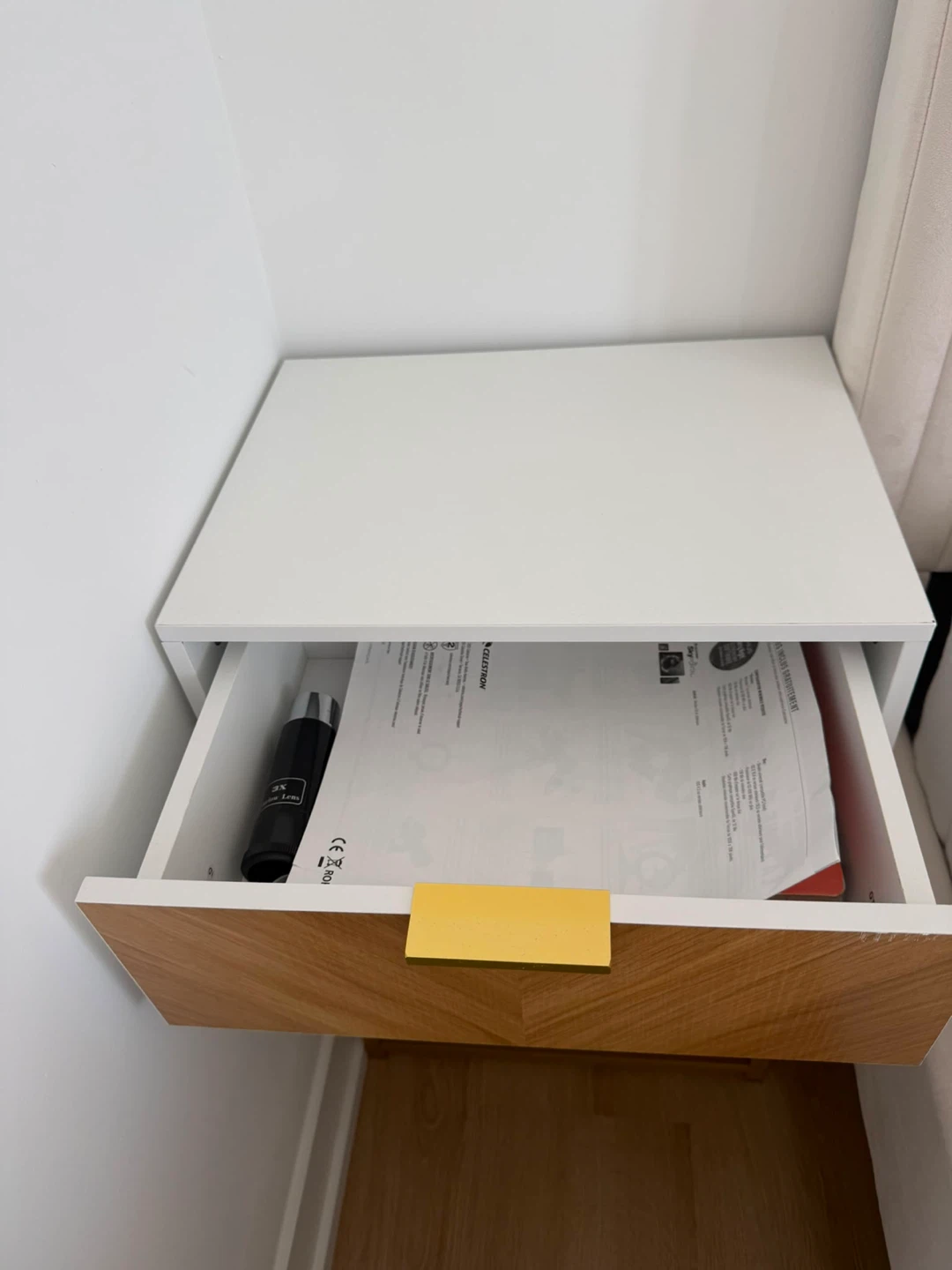 White and Wood Nightstand with Drawer - photo 2