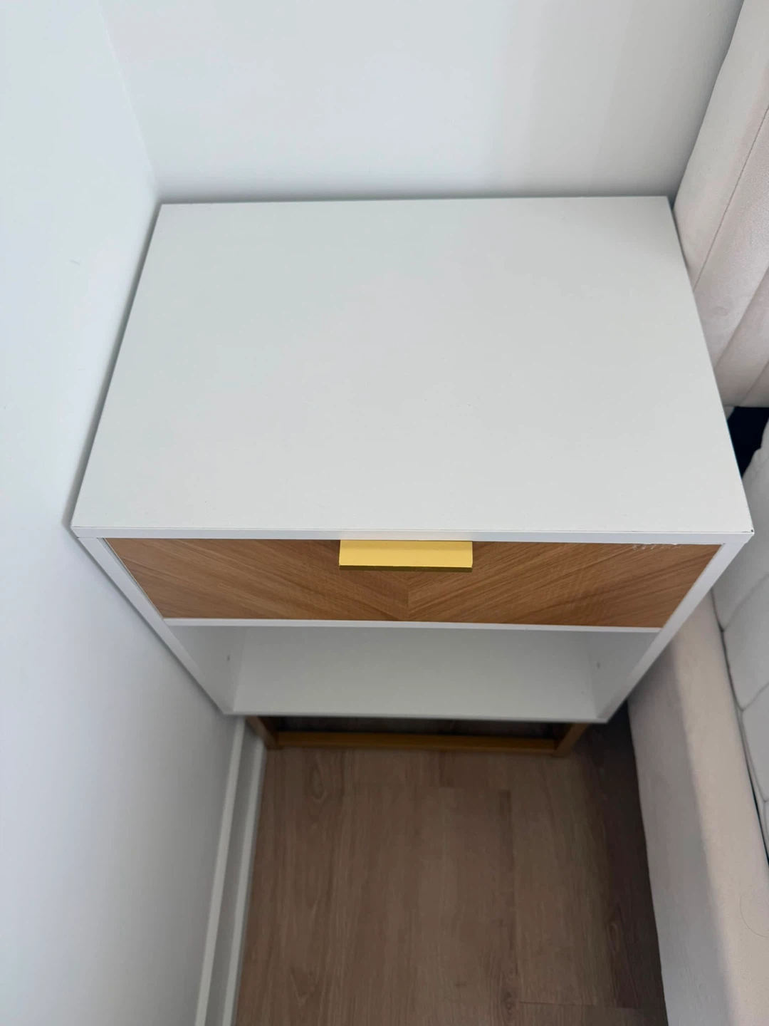 White and Wood Nightstand with Drawer - photo 3