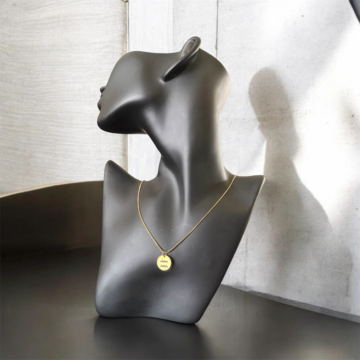 Gold-tone Aquarius Zodiac Pendant Necklace