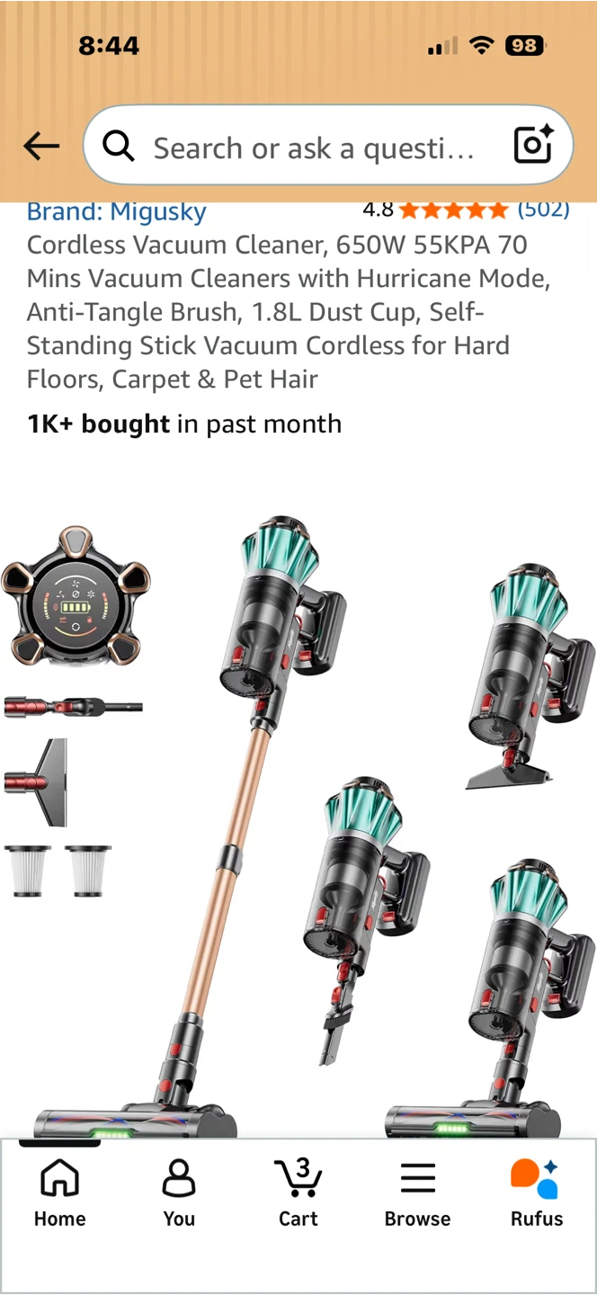 Migusky Cordless Vacuum Cleaner, 650W 55KPA - photo 3