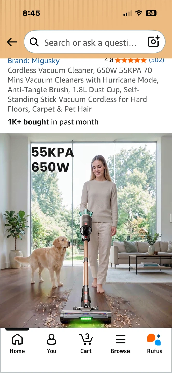 Migusky Cordless Vacuum Cleaner, 650W 55KPA - photo 4