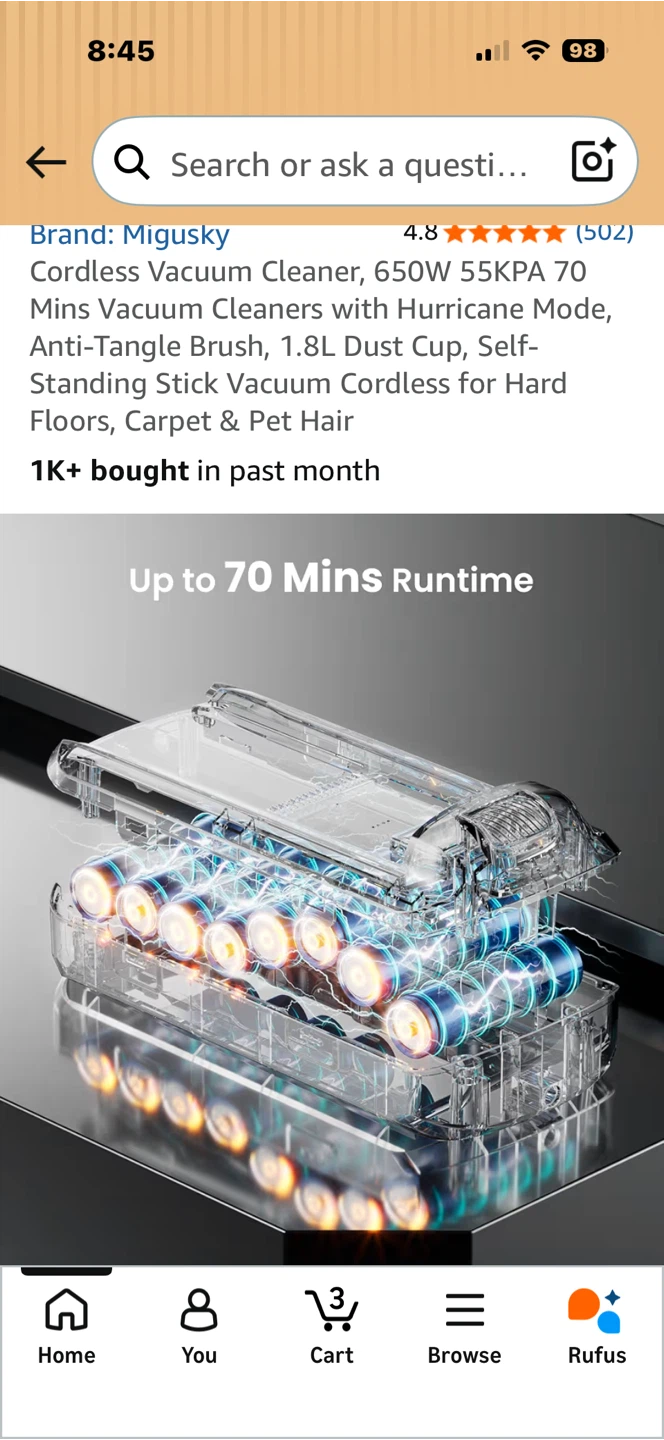 Migusky Cordless Vacuum Cleaner, 650W 55KPA - photo 5