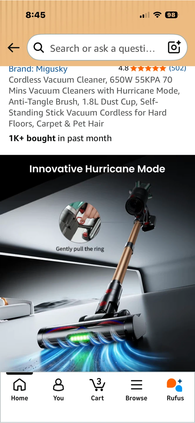 Migusky Cordless Vacuum Cleaner, 650W 55KPA - photo 5