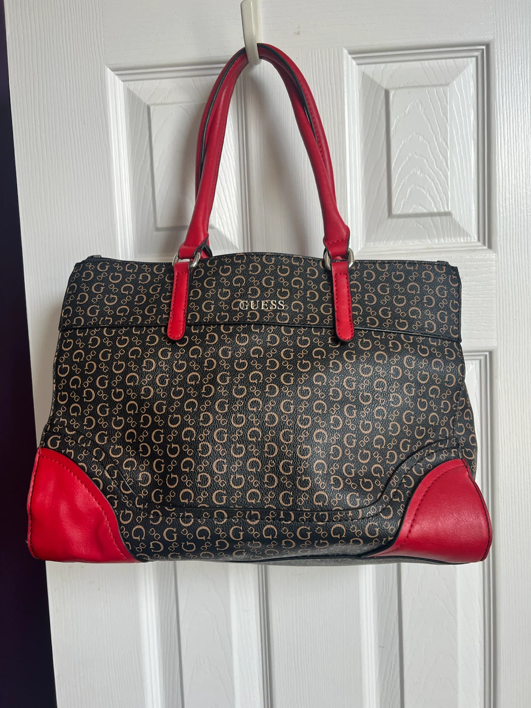 Guess Satchel Handbag - Brown/Red