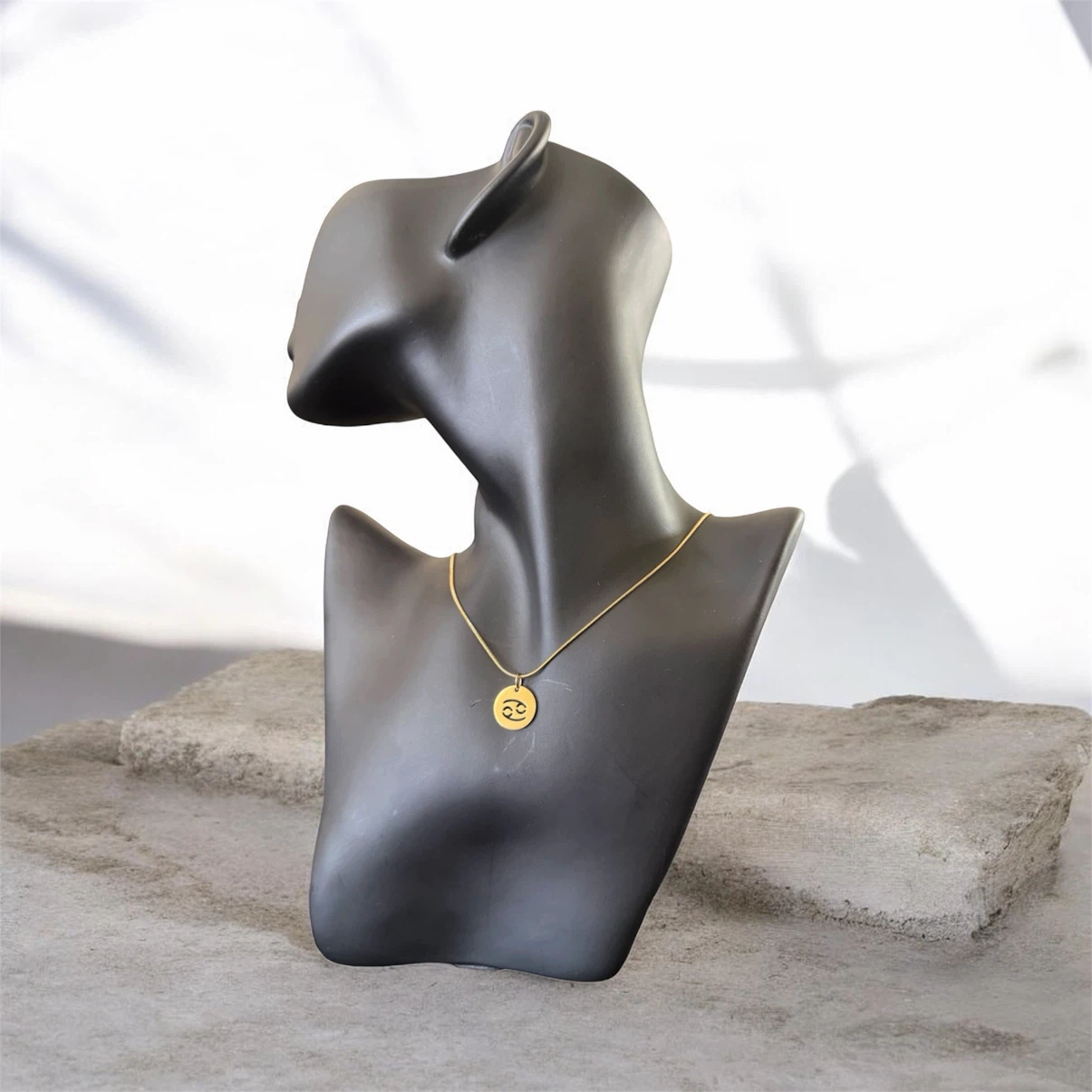 Gold Cancer Zodiac Sign Pendant Necklace
