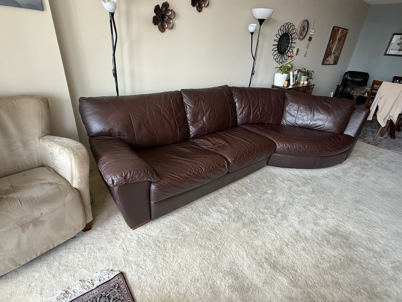 Brown Leather Sectional Sofa - photo 2
