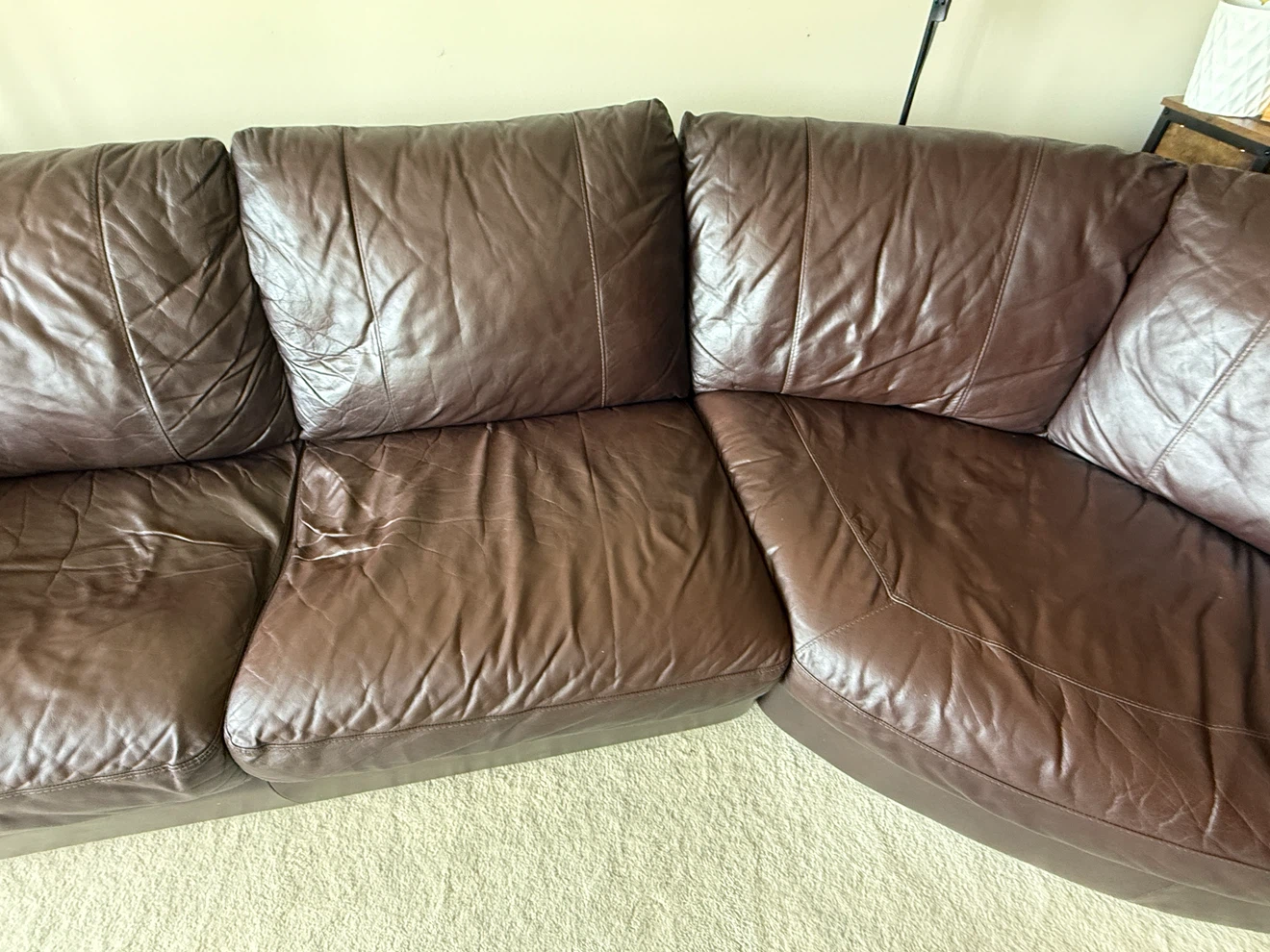 Brown Leather Sectional Sofa - photo 5
