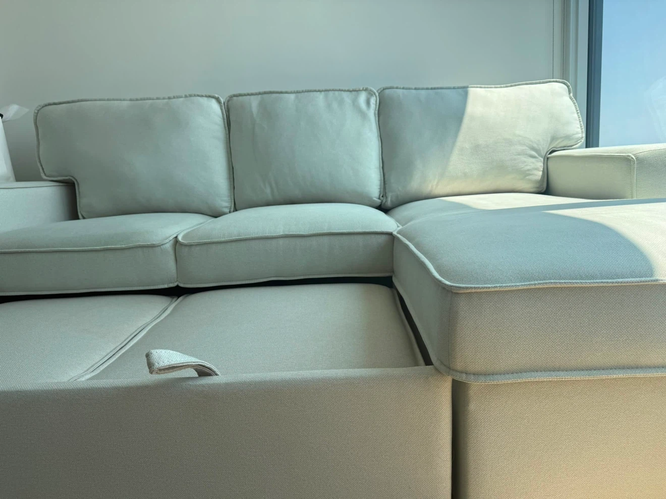 Light Beige Sectional Sofa with Storage - photo 4