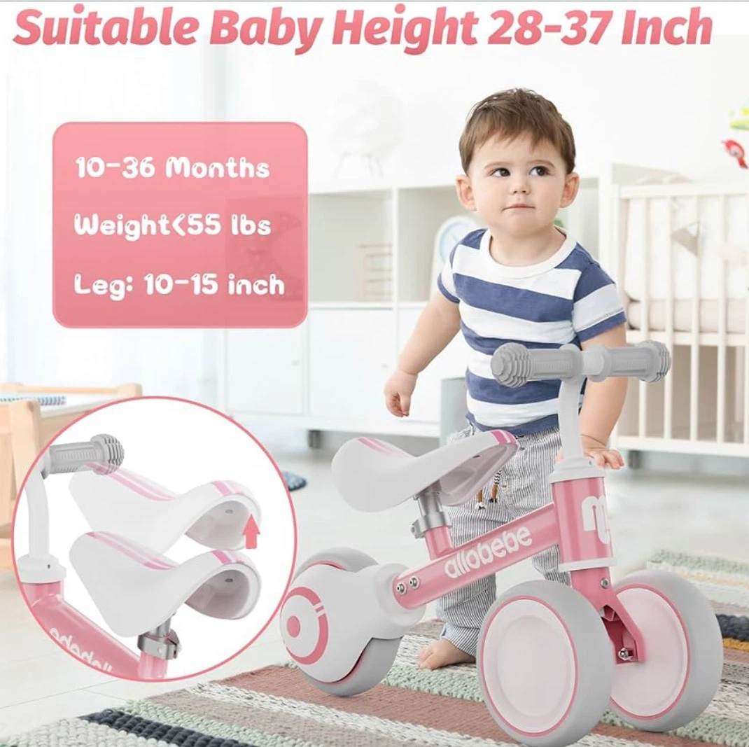 Allobebe Toddler Balance Bike – Pink & White – Like New - photo 5