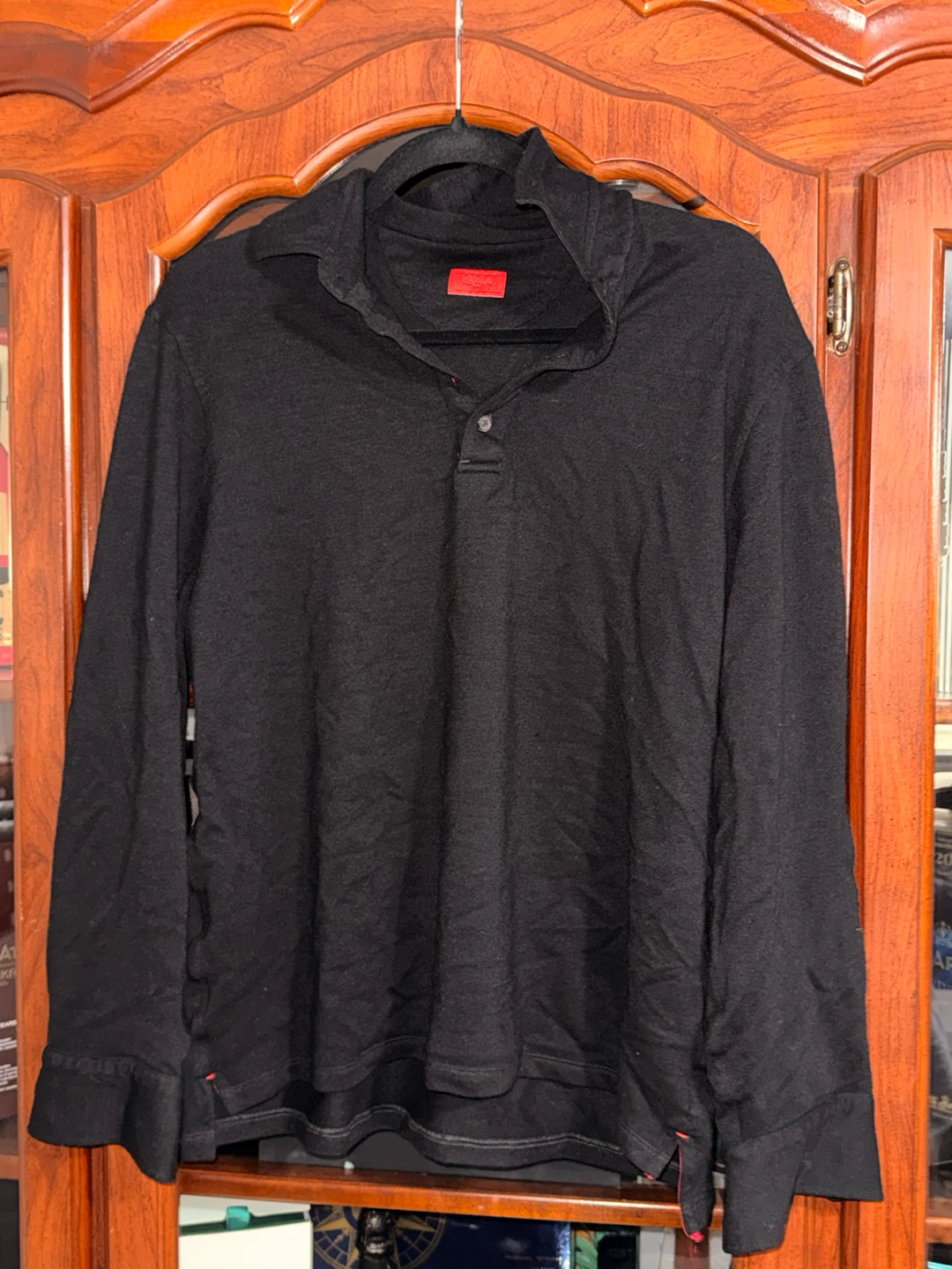 ISAIA  Men's Black Wool Polo Shirt