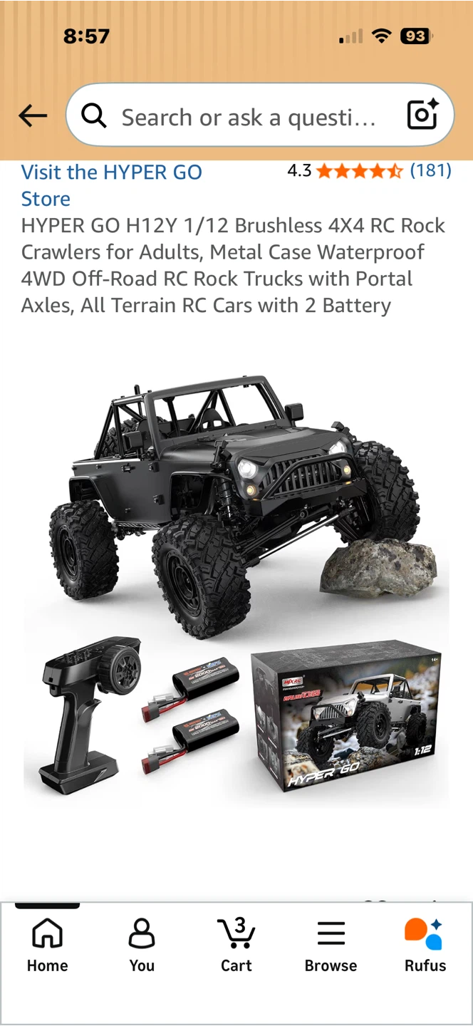 HYPER GO H12Y 1/12 RC Rock Crawler - 4WD, Metal Case, Waterproof