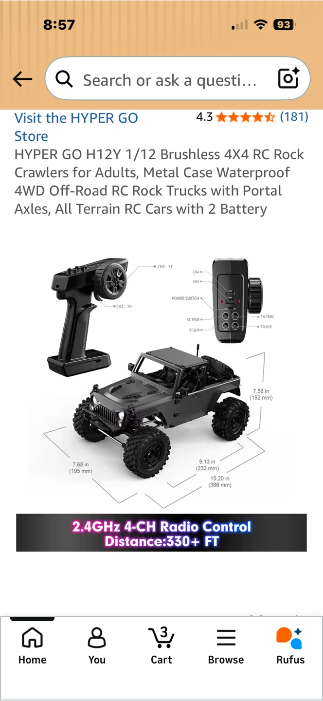 HYPER GO H12Y 1/12 RC Rock Crawler - 4WD, Metal Case, Waterproof - photo 2