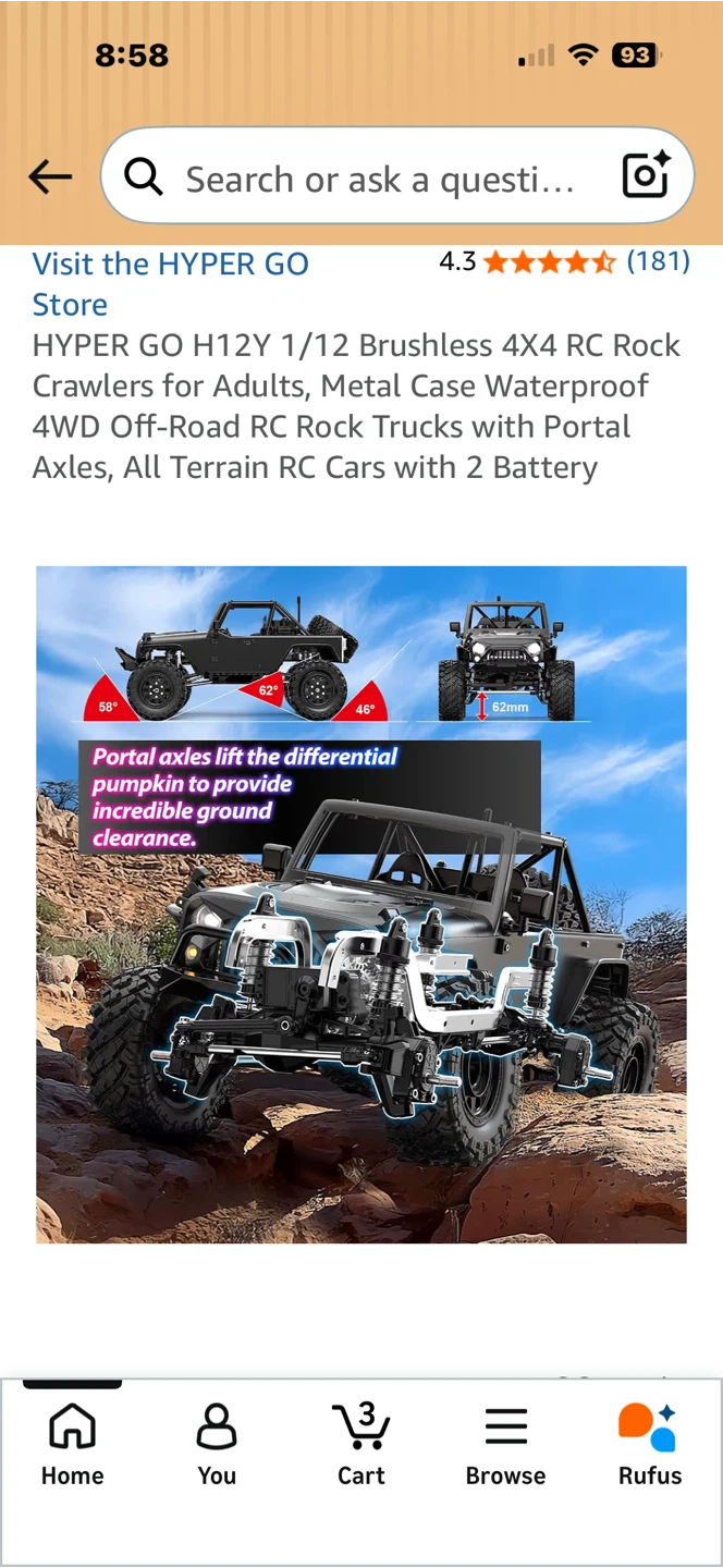 HYPER GO H12Y 1/12 RC Rock Crawler - 4WD, Metal Case, Waterproof - photo 3