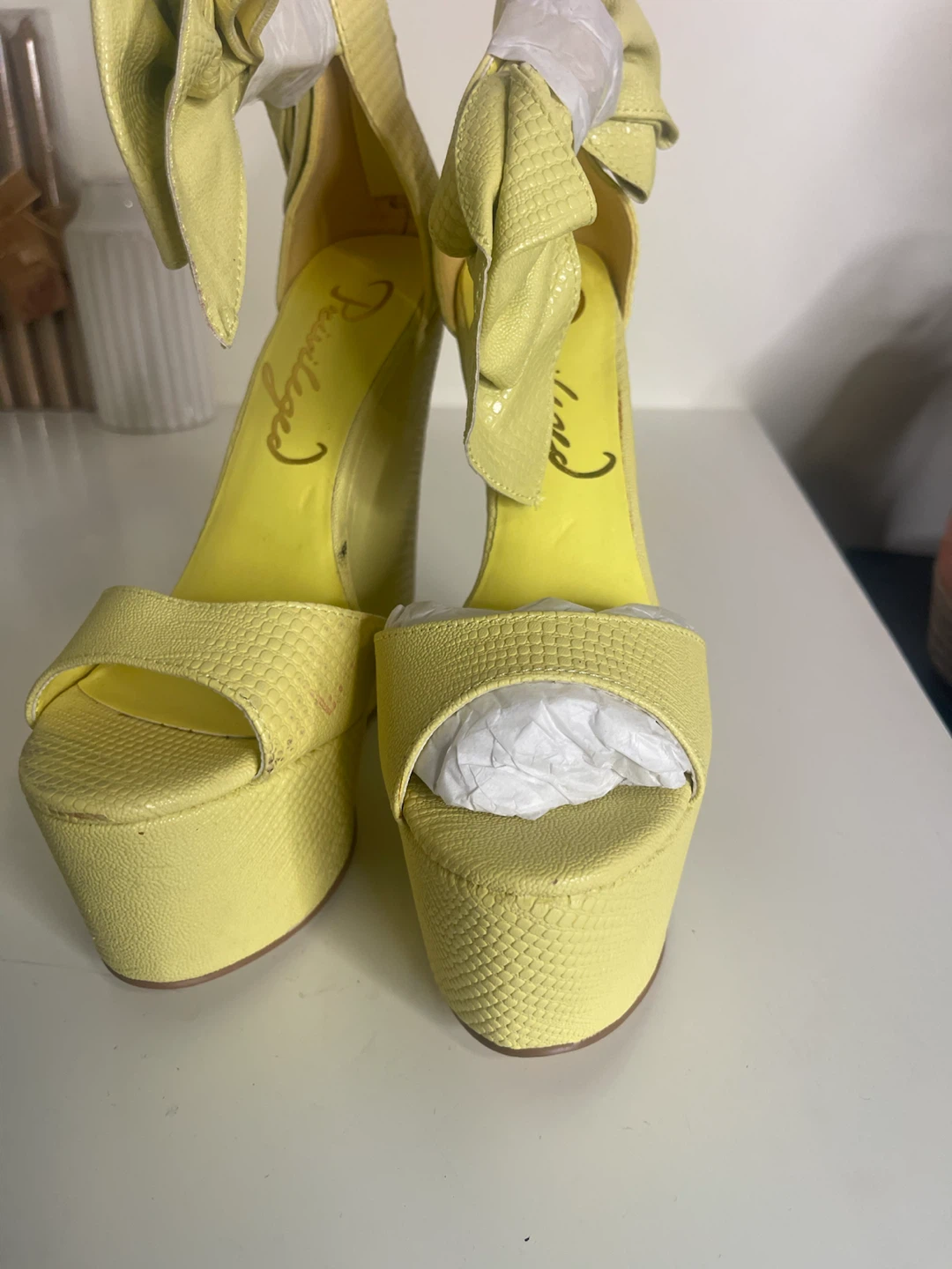 Privileged Shoes Yellow Wedge Sandals Size 6.5