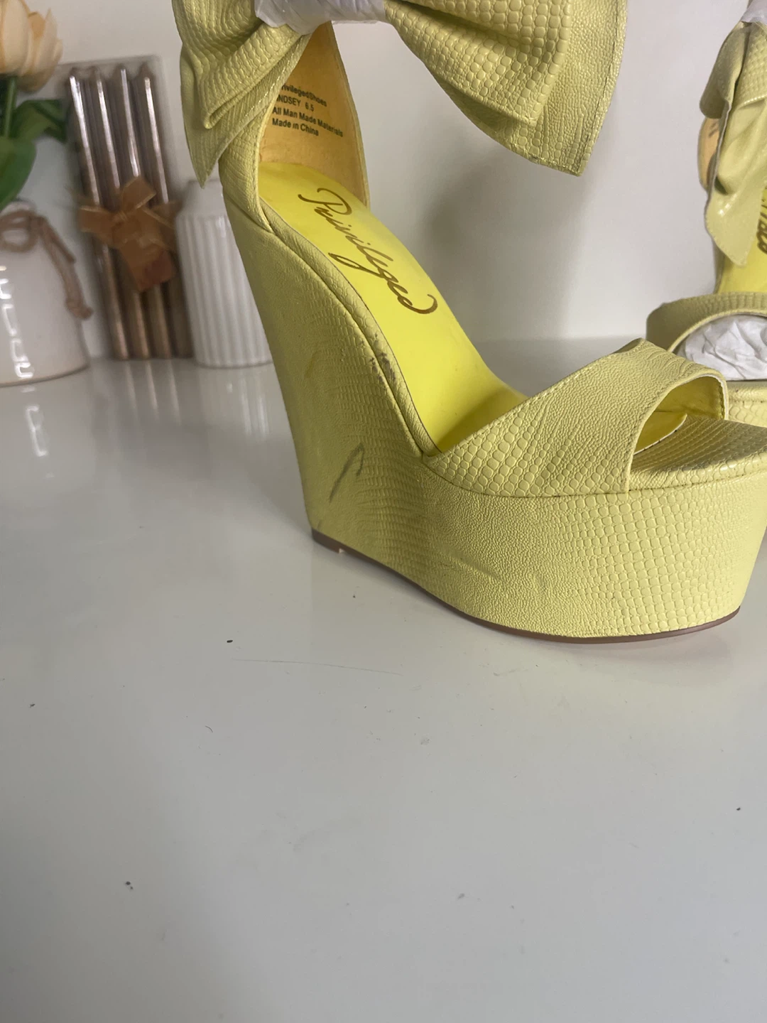 Privileged Shoes Yellow Wedge Sandals Size 6.5 - photo 5