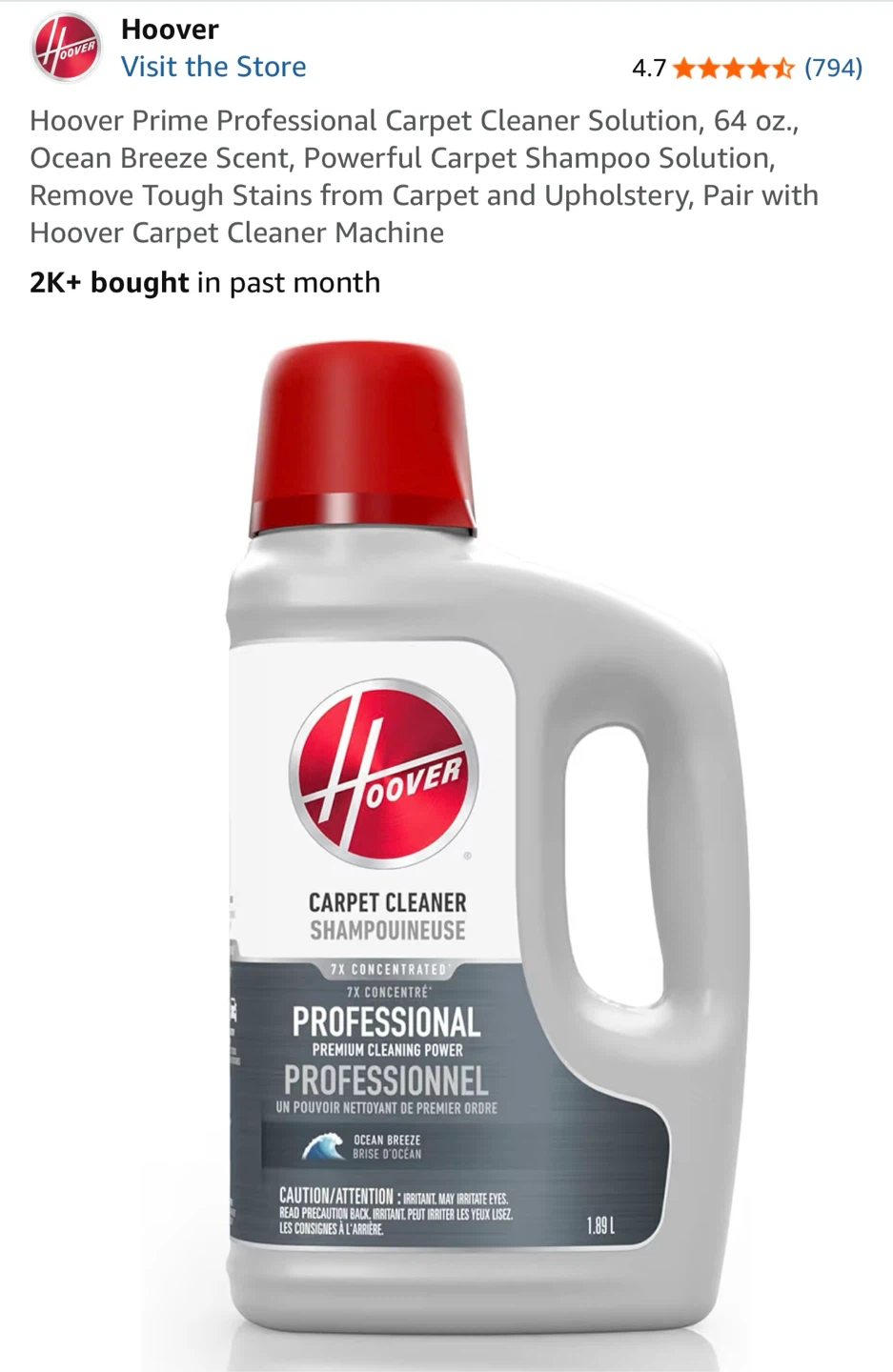 Hoover Carpet Cleaner Solution - Ocean Breeze