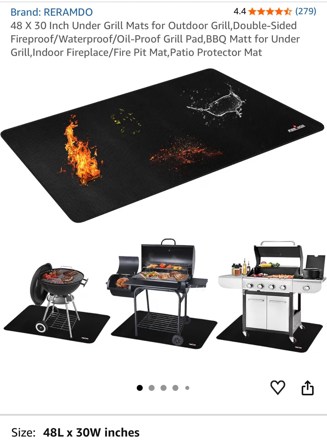 RERAMDO 48 X 30 Inch Under Grill Mat