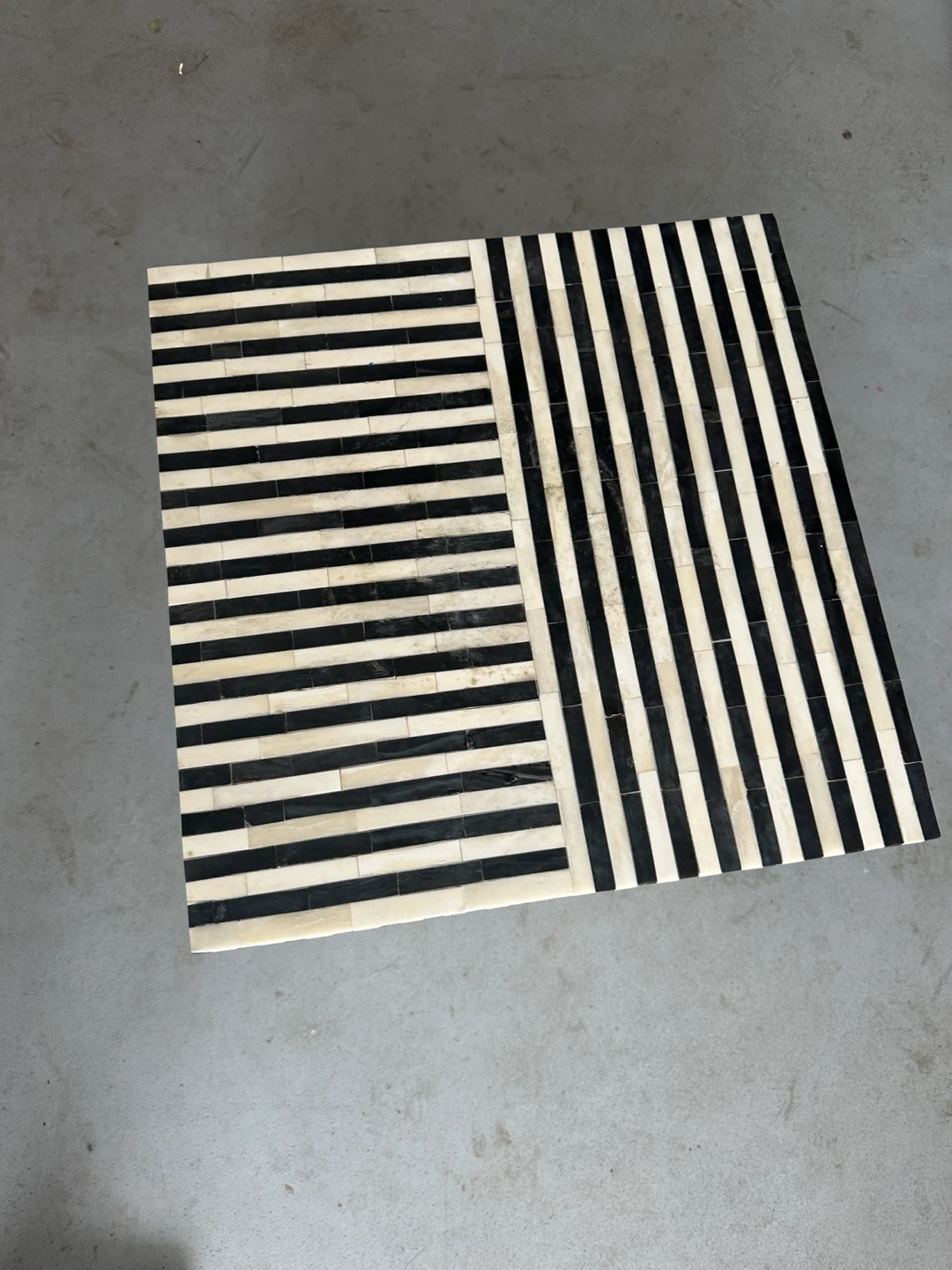Bone Inlay Cube Side Table