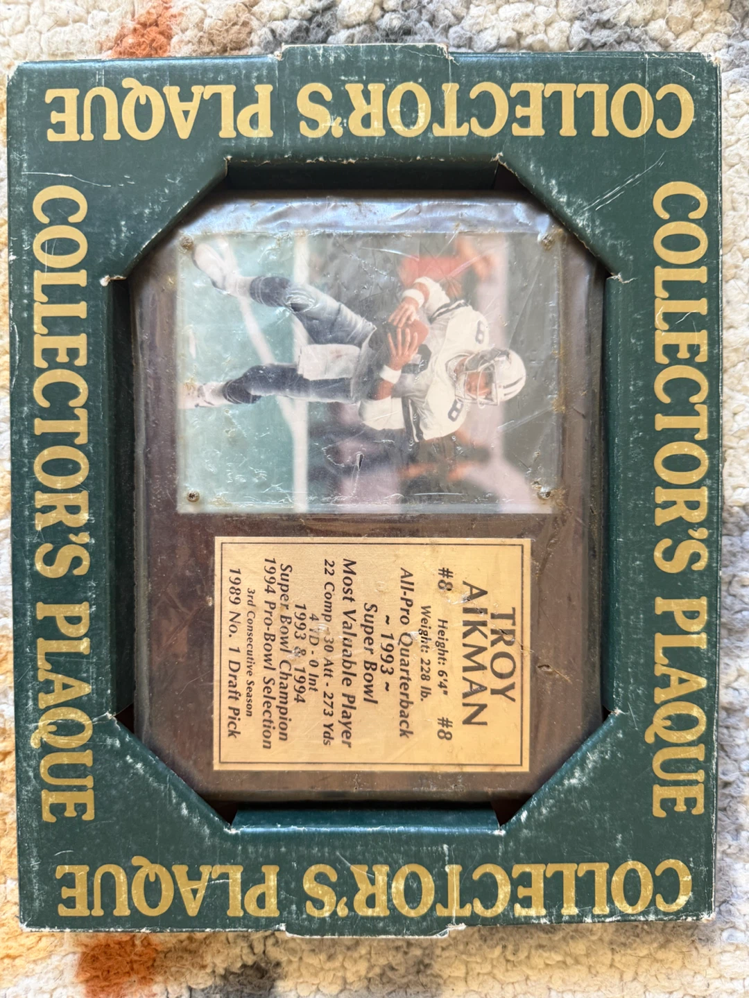 Troy Aikman Collector's Plaque