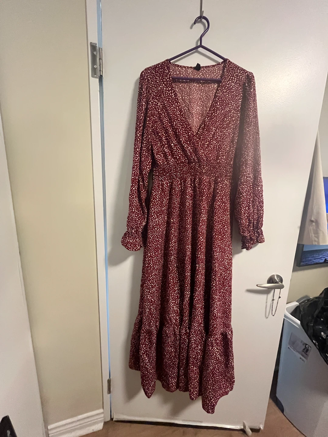 Women's Red with White Poka Dots Long Dress