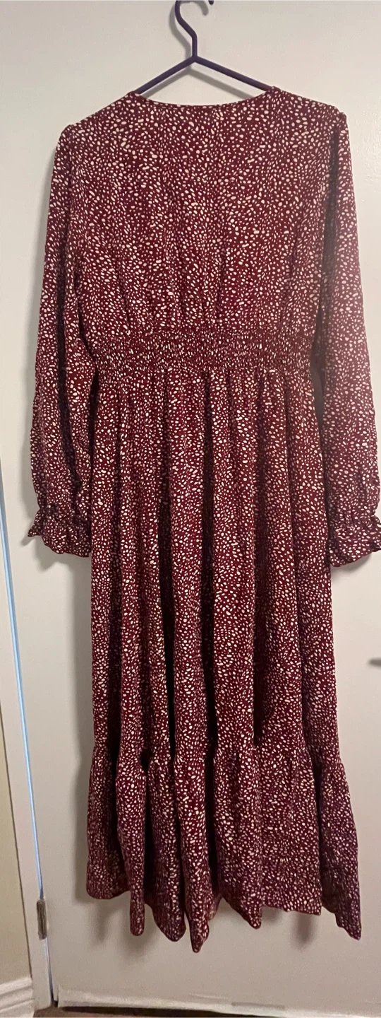Women's Red with White Poka Dots Long Dress - photo 3