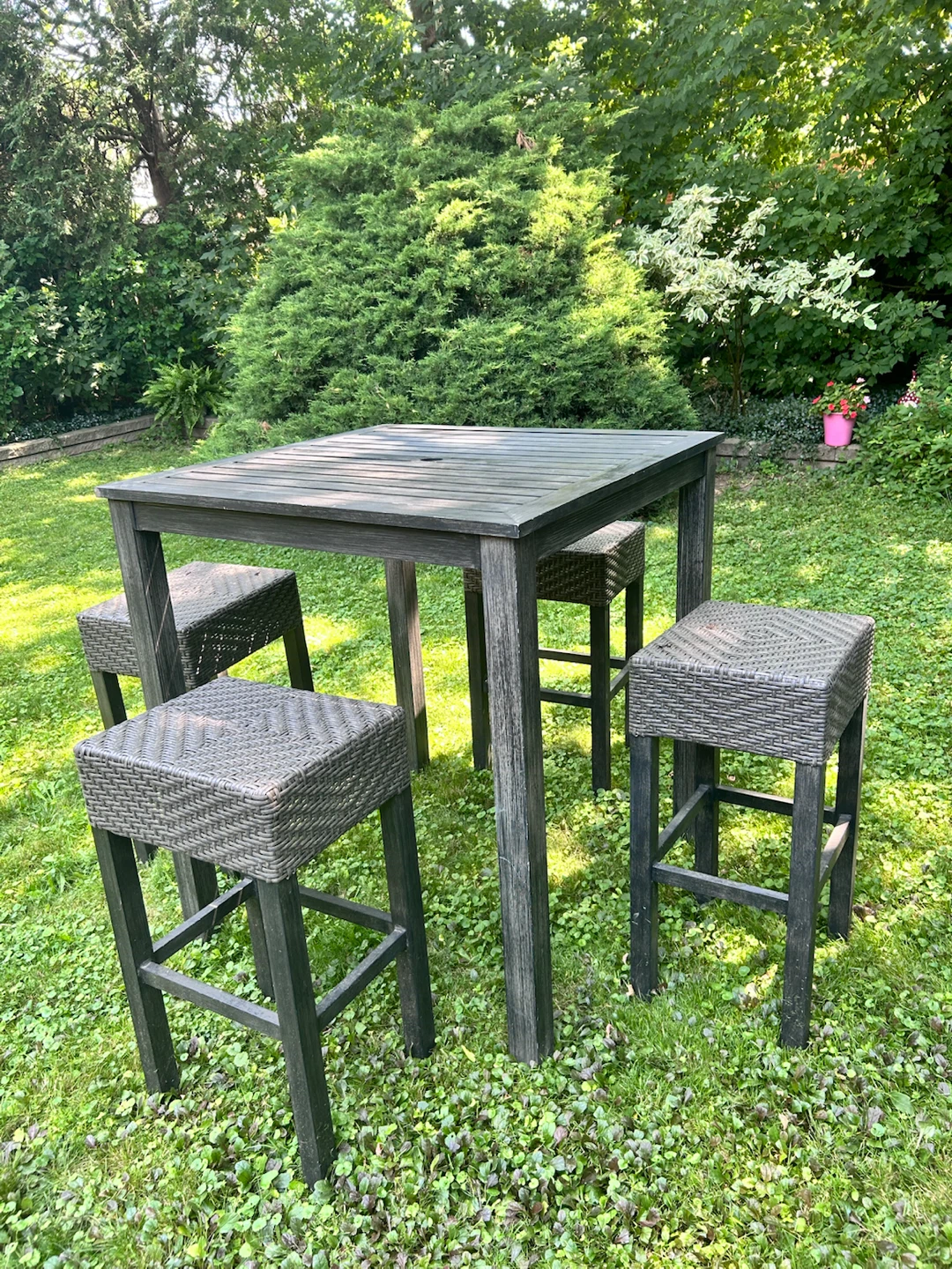 Square Outdoor Dining Set with 4 Stools - photo 2