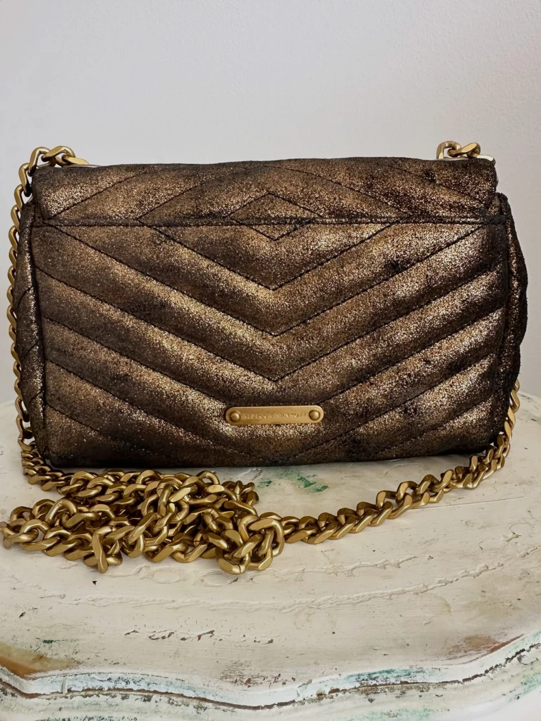 Rebecca Minkoff Edie Date Night Bronze Gold Mini Crossbody Purse - photo 5