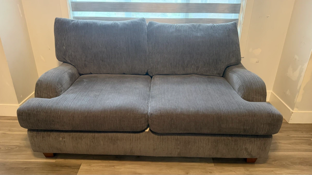 Dark Grey Corduroy Loveseat and Sofa Set